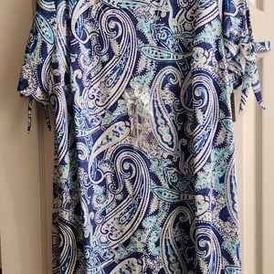 Blue and White Paisley Dress